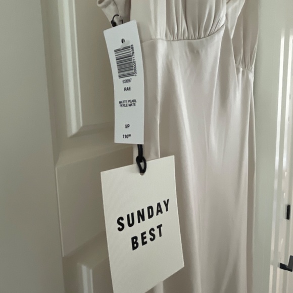 Aritzia Rae satin dress size small matte pearl - Picture 2 of 10